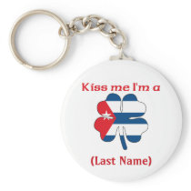 Personalised Kiss Me I'm Cuban, (Last Name) Key Chain