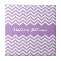 Personalised lavender chevron pattern tile