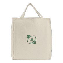 Personalised monogram floral embroidered tote bag
