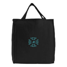Personalised monogram floral embroidered tote bag