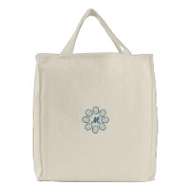 Personalised monogram floral embroidered tote bag