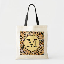 Personalised Monogram Leopard Print Pattern. Tote Bag