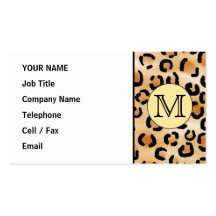 Personalised Monogram Leopard Print Pattern. Business Card Templates