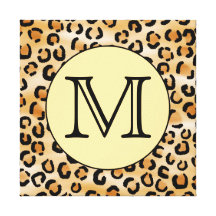 Personalised Monogram Leopard Print Pattern. Canvas Prints