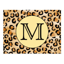 Personalised Monogram Leopard Print Pattern. Postcard
