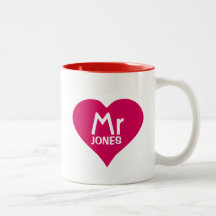 Personalised Mr Mug in red heart