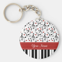 Personalised Music Note Piano Keychain