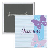 Personalised Name Badge - Butterflies Button