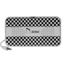 Personalised name Black and white checkers Travel Speakers