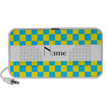 Personalised name blue and yellow checkers PC speakers