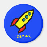 Personalised Name - Cartoon Rocket Ship Fridge Magnet
