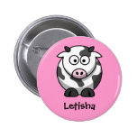 Personalised Name - Cute Cartoon Cow Pinback Button