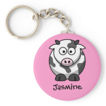 Personalised Name - Cute Cartoon Cow Key Chains