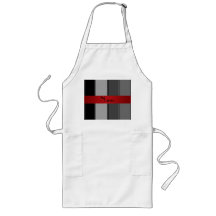 Personalised name grey and red stripes apron