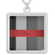 Personalised name grey and red stripes jewelry