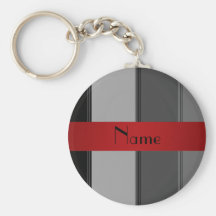 Personalised name grey and red stripes keychains