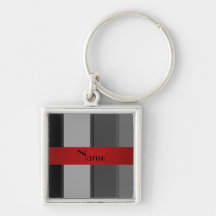 Personalised name grey and red stripes keychains