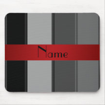 Personalised name grey and red stripes mouse mat