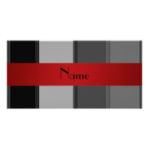Personalised name grey and red stripes custom photo card