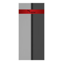 Personalised name grey and red stripes customised rack card