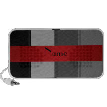 Personalised name grey and red stripes notebook speaker