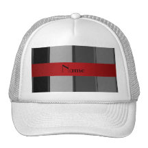 Personalised name grey and red stripes trucker hat