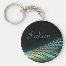 Personalised Name Keyring - Gold & Blue Halftones Keychains