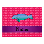 Personalised name manatee pink butterflies post cards