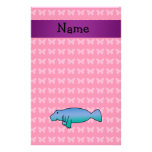 Personalised name manatee pink butterflies personalised stationery