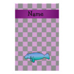 Personalised name manatee purple checkers customised stationery