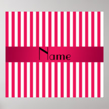 Personalised name pink and white stripes poster