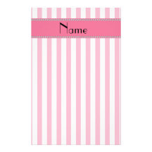 Personalised name pink and white stripes customized stationery
