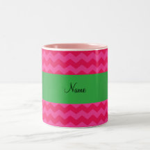 Personalised name pink chevrons coffee mug