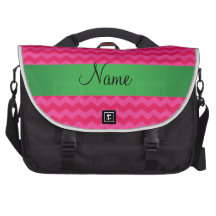 Personalised name pink chevrons computer bag