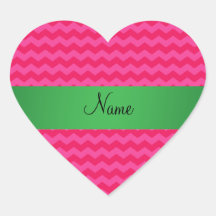 Personalised name pink chevrons heart sticker