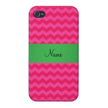 Personalised name pink chevrons iPhone 4/4S covers
