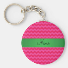 Personalised name pink chevrons keychains