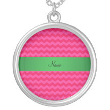 Personalised name pink chevrons personalised necklace