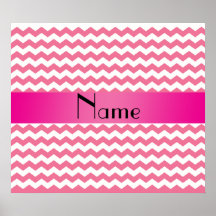 Personalised name pink chevrons posters