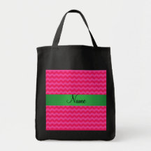 Personalised name pink chevrons tote bag