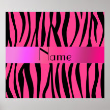 Personalised name pink zebra stripes print