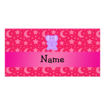 Personalised name purple elephant custom photo card