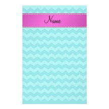 Personalised name turquoise chevrons pink diamonds personalised stationery