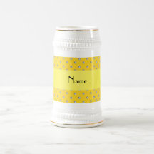 Personalised name yellow diamonds mugs