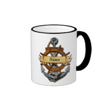 Personalised Nautical Anchor And Wheel Coffee Mugs
