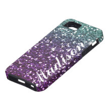 Personalised ombre purple Glitter IPhone5  Case