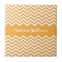 Personalised orange chevron pattern tile