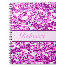Personalised oriental Bird and leaves pattern Notebook