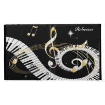 Personalised Piano Keys and Golden Music Notes iPad Case