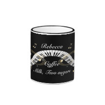 Personalised Piano Keys and Golden Music Notes Mugs